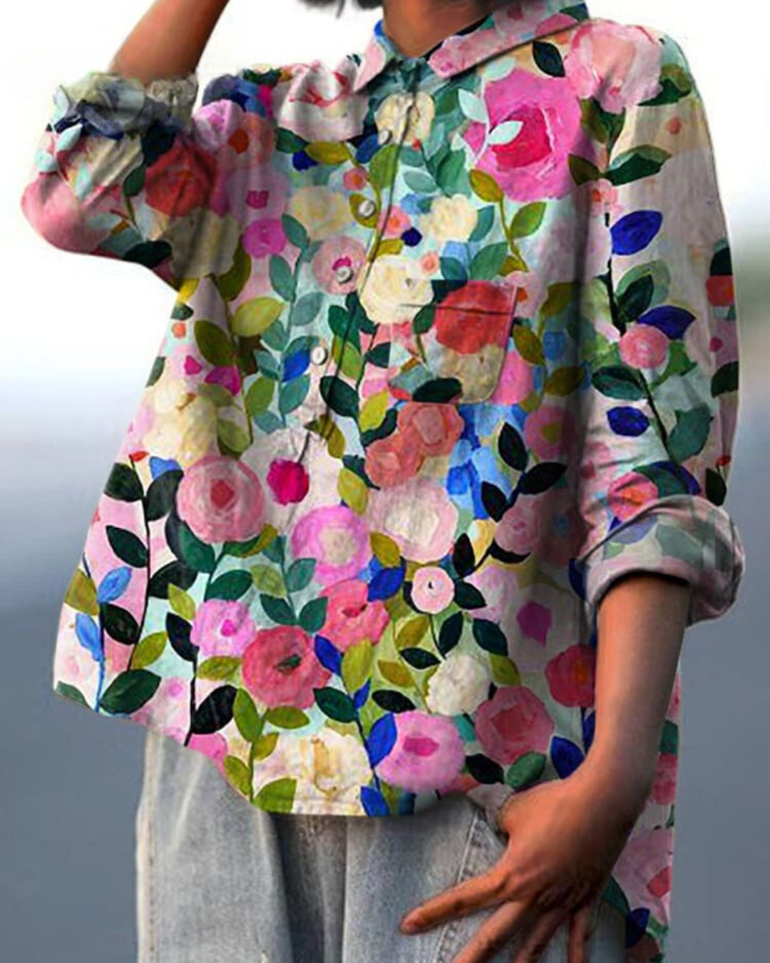 Bella - Floral Mid-Sleeve Blouse