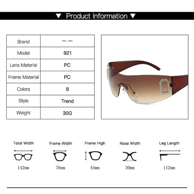 Y2K Rimless Goggle Luxury Sunglasses