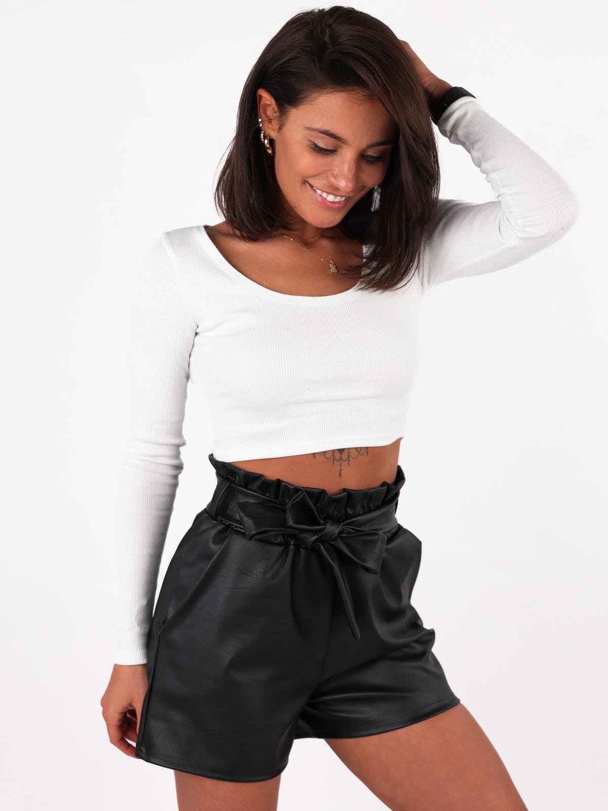 Leather Shorts With a Belt